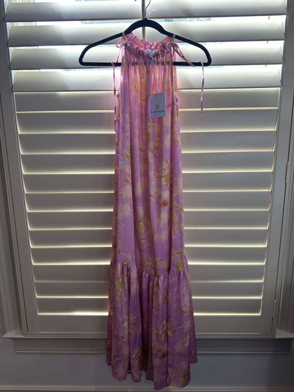 Lavender Floral Laroque Tie-Strap Maxi Dress